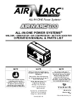 Vanair Air N Arc All-in-One Power Systems 300 Operations Manual & Parts List preview