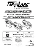 Vanair AIR N ARC CONTRACTOR 150 Series Operations Manual & Parts List preview