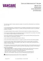 Preview for 26 page of Vancare VERA-LIFT II B350 Operating Manual