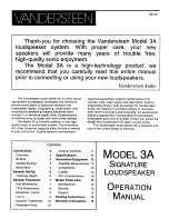 Vandersteen Audio 3A Operation Manual предпросмотр