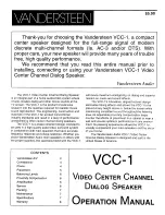 Vandersteen Audio VCC-1 Operation Manual предпросмотр