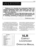 Vandersteen Audio VLR Operation Manual preview