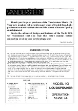 VANDERSTEEN 1Ci Operation Manual preview