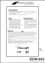 Предварительный просмотр 1 страницы Vanguard Dynamics EDW-601 Quick Start Manual