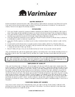 Предварительный просмотр 2 страницы Varimixer V30K Spare Part And Operation Manual