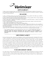 Preview for 3 page of Varimixer W20D Spare Part And Operation Manual