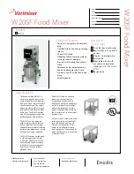 Предварительный просмотр 1 страницы Varimixer W20SF Specifications