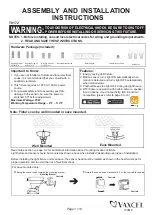 Vaxcel T0172 Assembly And Installation Instructions Manual предпросмотр