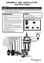 Preview for 1 page of Vaxcel T0734 Assembly And Installation Instructions Manual