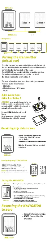 Preview for 4 page of VDO Cyclecomputing M3 WL Quick Start Manual