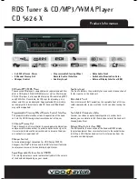 VDO CD 5626 X Specification Sheet preview