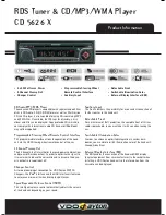 Предварительный просмотр 1 страницы VDO CD 5626 X Specification Sheet