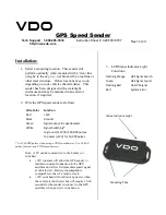 VDO GPS Speed Sender Instruction Sheet preview