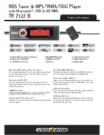 Предварительный просмотр 1 страницы VDO TR 7327 B Specification Sheet