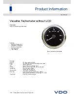 VDO VIEWLINE TACHOMETER WITHOUT LCD Product Information preview