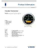 VDO VIEWLINE TACHOMETER Product Information preview