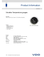 VDO VIEWLINE TEMPERATURE GAUGES Product Information preview