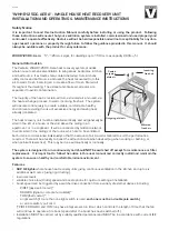 Preview for 2 page of Vectaire WHHR125DC Installation, Operating,  & Maintenance Instructions