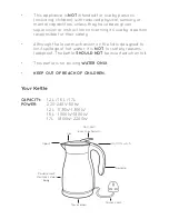 Предварительный просмотр 3 страницы Vektra Vacuum Electric Kettle Instruction Manual