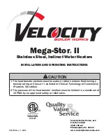 Velocity Mega-Stor II Installation And Operation Instructions Manual preview