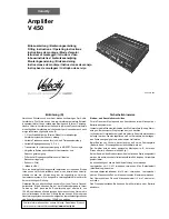 Velocity V450 Fitting Instructions / Operating Instructions preview