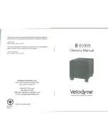 Preview for 1 page of Velodyne 8100X Owner'S Manual