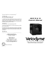 Предварительный просмотр 1 страницы Velodyne HGS-10 Owner'S Manual