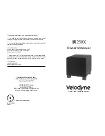 Предварительный просмотр 1 страницы Velodyne VA-1250X Owner'S Manual