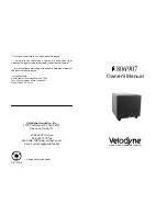 Velodyne VA-806/907 Owner'S Manual preview