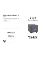 Предварительный просмотр 1 страницы Velodyne VA-907.2 Owner'S Manual