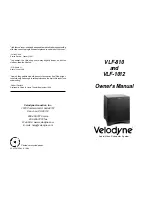 Velodyne VLF-1012 Owner'S Manual preview