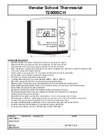 Venstar T2900SCH Specification preview