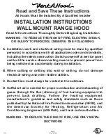 Preview for 1 page of Vent-a-Hood 300 CFM B100 Installation Instructions Manual