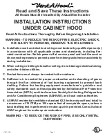 Preview for 1 page of Vent-a-Hood UNDER CABINET HOOD Installation Instructions Manual