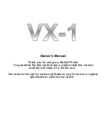 Preview for 1 page of VERIXAS VX-1 Owner'S Manual