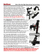 Preview for 1 page of VeriZoom Zero Gravity Rig Operating Instructions Manual