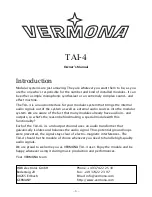 Preview for 1 page of Vermona TAI-4 Owner'S Manual