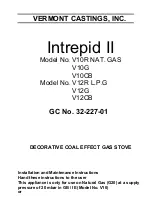 Preview for 1 page of Vermont Castings Intrepid II Installation And Maintenance Instructions Manual