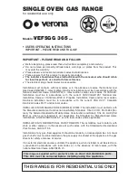 Предварительный просмотр 1 страницы Verona EFSGG 365 N Series User Operating Instructions Manual