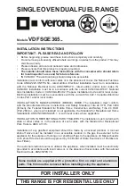 Preview for 1 page of Verona VDFSGE365 Series Installation Instructions Manual