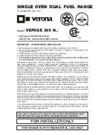 Preview for 1 page of Verona VEFSGE 365 Series Installation Instructions Manual