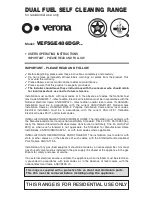 Verona VEFSGE486DGP series User Operating Instructions Manual preview