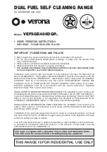 Предварительный просмотр 1 страницы Verona VEFSGE486DGP Sreis User Operating Instructions Manual