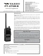 Предварительный просмотр 1 страницы Vertex Standard Yaesu FT-270R/E Technical Supplement