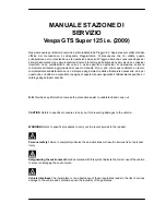 Предварительный просмотр 3 страницы VESPA GTS Super 125 i.e. (2009) Service Manual