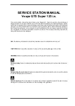 Preview for 3 page of VESPA GTS Super 125 i.e. Service Station Manual