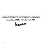 Предварительный просмотр 1 страницы VESPA SPIRIT 150 3V ABS Owner'S Manual