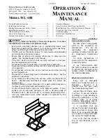 Preview for 1 page of Vestil WL-100 Operation & Maintenance Manual