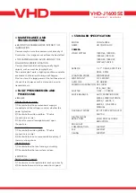 Предварительный просмотр 12 страницы VHD VHD-J1600SE Data Sheet / Manual