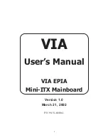 VIA Technologies EPIA-5000 - VIA Motherboard - Mini ITX User Manual предпросмотр